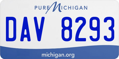 MI license plate DAV8293