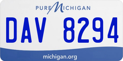 MI license plate DAV8294