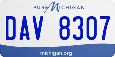 MI license plate DAV8307
