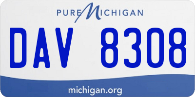 MI license plate DAV8308
