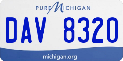 MI license plate DAV8320