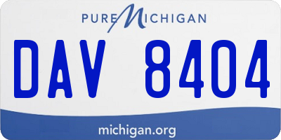 MI license plate DAV8404