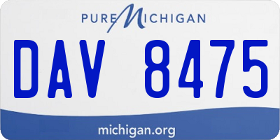 MI license plate DAV8475