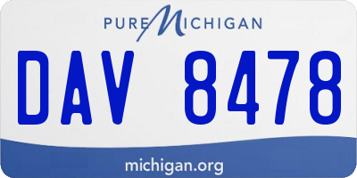 MI license plate DAV8478