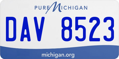 MI license plate DAV8523