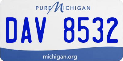 MI license plate DAV8532