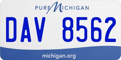 MI license plate DAV8562