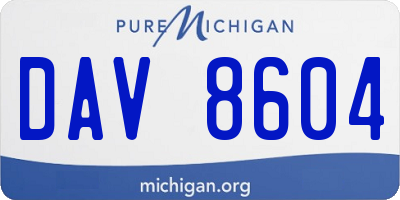 MI license plate DAV8604