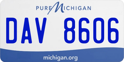 MI license plate DAV8606