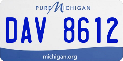 MI license plate DAV8612
