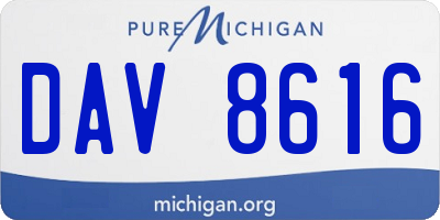 MI license plate DAV8616