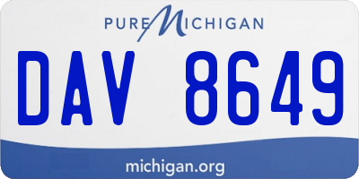 MI license plate DAV8649