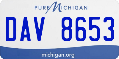 MI license plate DAV8653