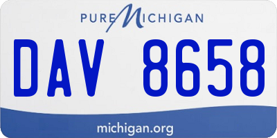 MI license plate DAV8658