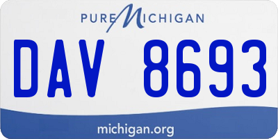 MI license plate DAV8693