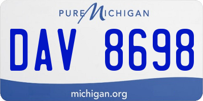 MI license plate DAV8698