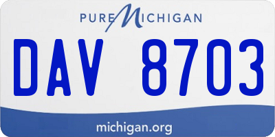 MI license plate DAV8703