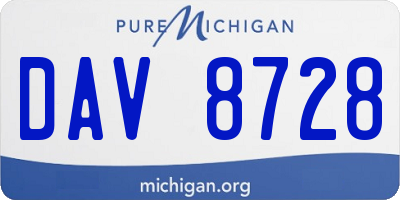 MI license plate DAV8728
