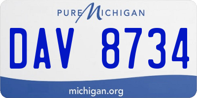 MI license plate DAV8734