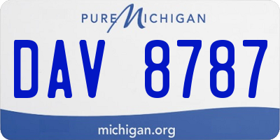 MI license plate DAV8787