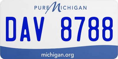 MI license plate DAV8788