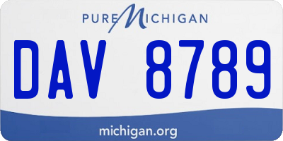 MI license plate DAV8789