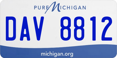 MI license plate DAV8812