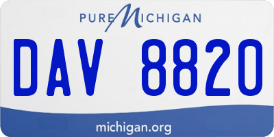 MI license plate DAV8820