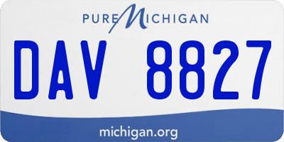 MI license plate DAV8827