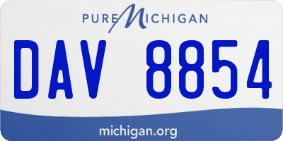MI license plate DAV8854