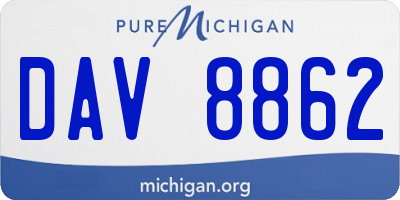 MI license plate DAV8862