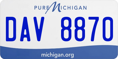 MI license plate DAV8870