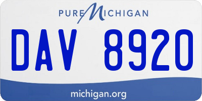 MI license plate DAV8920