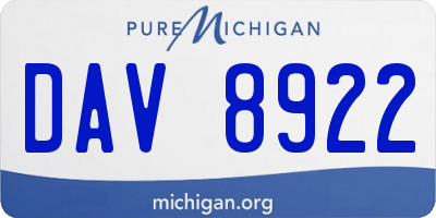 MI license plate DAV8922