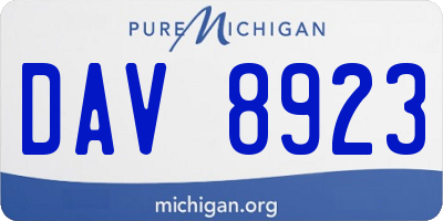 MI license plate DAV8923