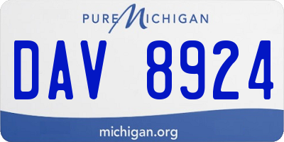 MI license plate DAV8924