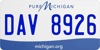 MI license plate DAV8926