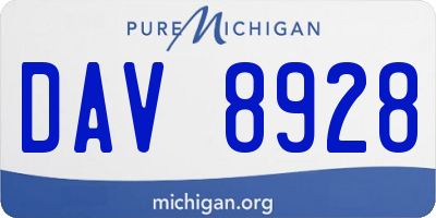 MI license plate DAV8928