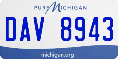 MI license plate DAV8943