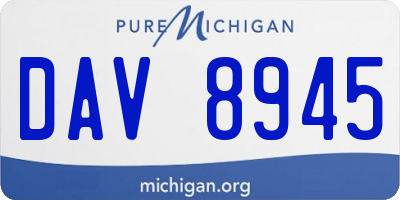 MI license plate DAV8945