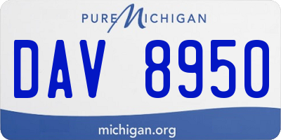 MI license plate DAV8950