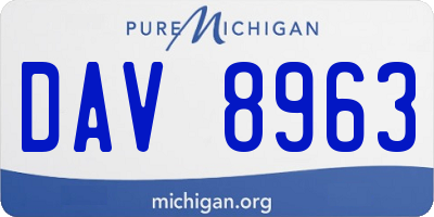 MI license plate DAV8963