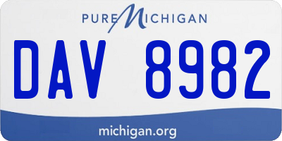 MI license plate DAV8982