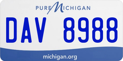 MI license plate DAV8988
