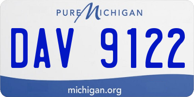 MI license plate DAV9122