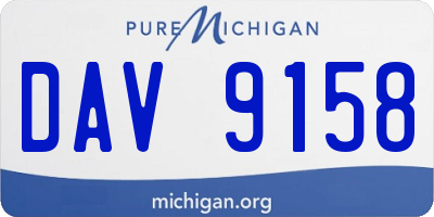MI license plate DAV9158
