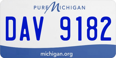 MI license plate DAV9182