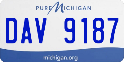 MI license plate DAV9187