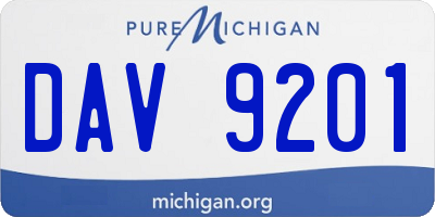 MI license plate DAV9201
