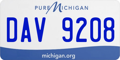 MI license plate DAV9208
